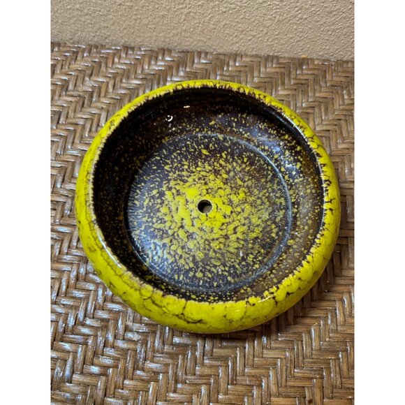 Vintage Yellow & Brown Ceramic Bonsai Drip Planter - Picture 2 of 4